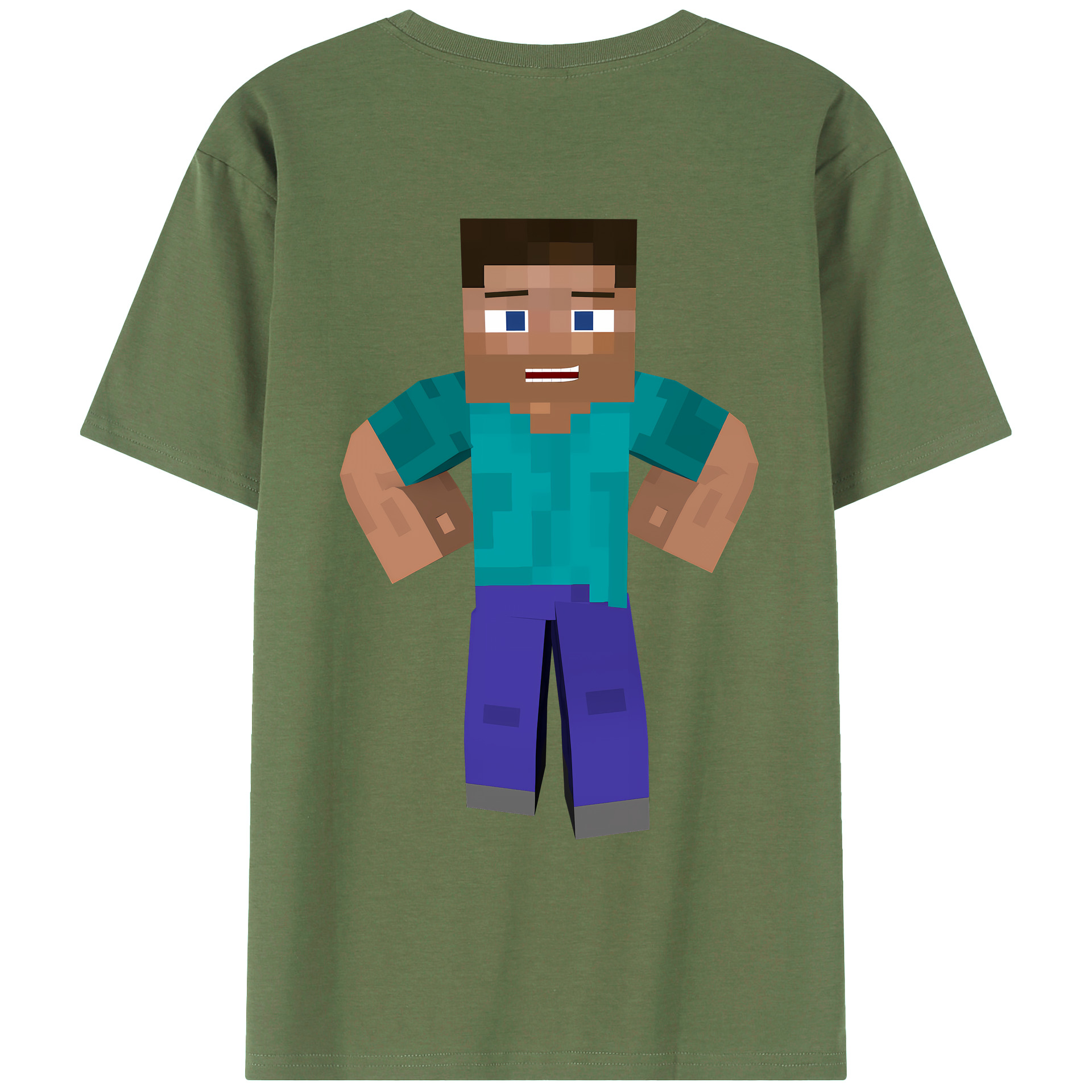 （画像用） マインクラフト ブロックの世界 Minecraft MC Block world 綿100％ メンズ半袖Tシャツ（バックプリント） 通気性